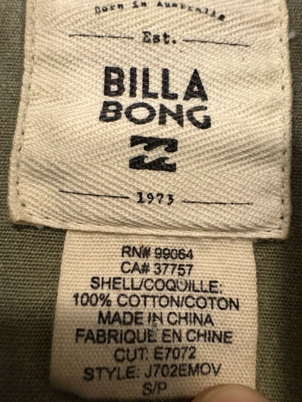 Billabong Olive Green Utility Field Jacket - Picture 2 of 3